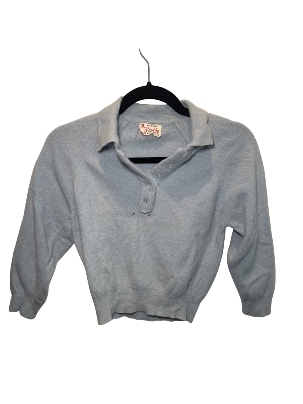 Brenda Blyth Light Blue Knit Polo Sweater